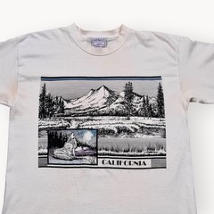 Vintage 90s California Tourist Graphic Tee Wolves Mountains Nature Mens Large