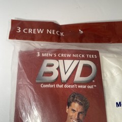 Vintage BVD T Shirts White Crew Neck Size L Preshrunk Cotton New Old Stock