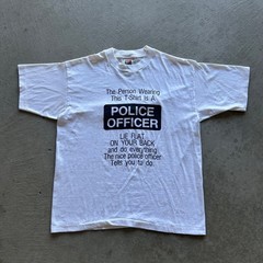 Vintage 90s Police Officer Shirt Size Large White Lie Flat On Your Back Funny
