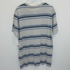 Hang Ten Light Blue L Men’s T-Shirt Striped Embroidered Logo Short Sleeve NWT