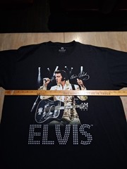 ​Official Graceland Elvis Presley Graphic Tee Black Rhinestone Bling Shirt…