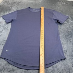 BYLT Drop Cut Lux T Shirt Mens Large Blue Curved Hem Stretch Short Sleeve