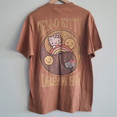 Hello Kitty Graphic Brown Mens Large T-Shirt Rainbow Dream Big New