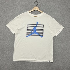 Jordan Shirt Mens XL White Blue Jumpman Logo Graphic Basketball Tee Cotton
