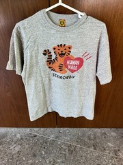 Human Made’s T Shirt Mens (STRMCWBY Cheery Tiger) Cotton Grey Size:Medium