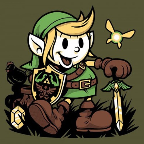 THE LEGEND OF ZELDA Vintage Link Retro DISNEY Mickey Mouse Homage T-SHIRT Art