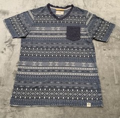 Free Planet Shirt Mens Medium Blue Aztec Stripe Pocket Surf Skater Style Tee