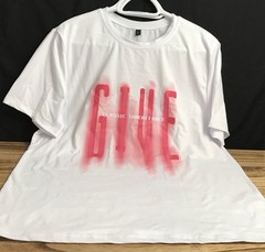 Men’s MED Print Graphic T shirt Short Sleeves White W/ Letter Print