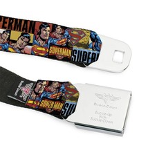 Seatbelt Belt – SUPERMAN Action Blocks Red/Blue – 1.0″ Wide – 20-36 Inches in…