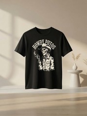 Unisex Vintage Cowboy Skeleton Smoking Western Gothic Graphic T Shirt Gift Tee