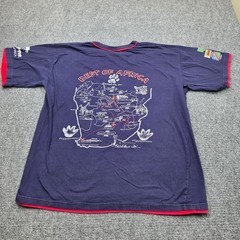 Extra Large Africa Safari VTG Animal Map T Shirt Double Ringer Souvenir Navy