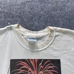 Active Wear Shirt Men 50 White Freedom Fireworks Graphic Ultra Cotton Heavy