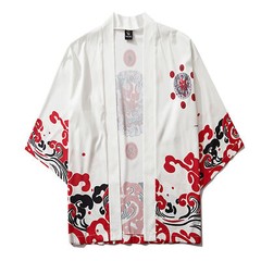 Niepce Men’s Demon Mask Kimono Graphic Lightweight Harajuku T-Shirt Cardigan