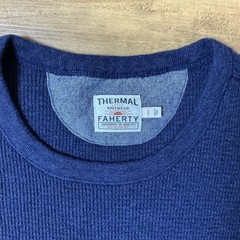 Faherty Cloud Waffle Crew Mens LARGE Organic Cotton Long Sleeve Thermal Pullover
