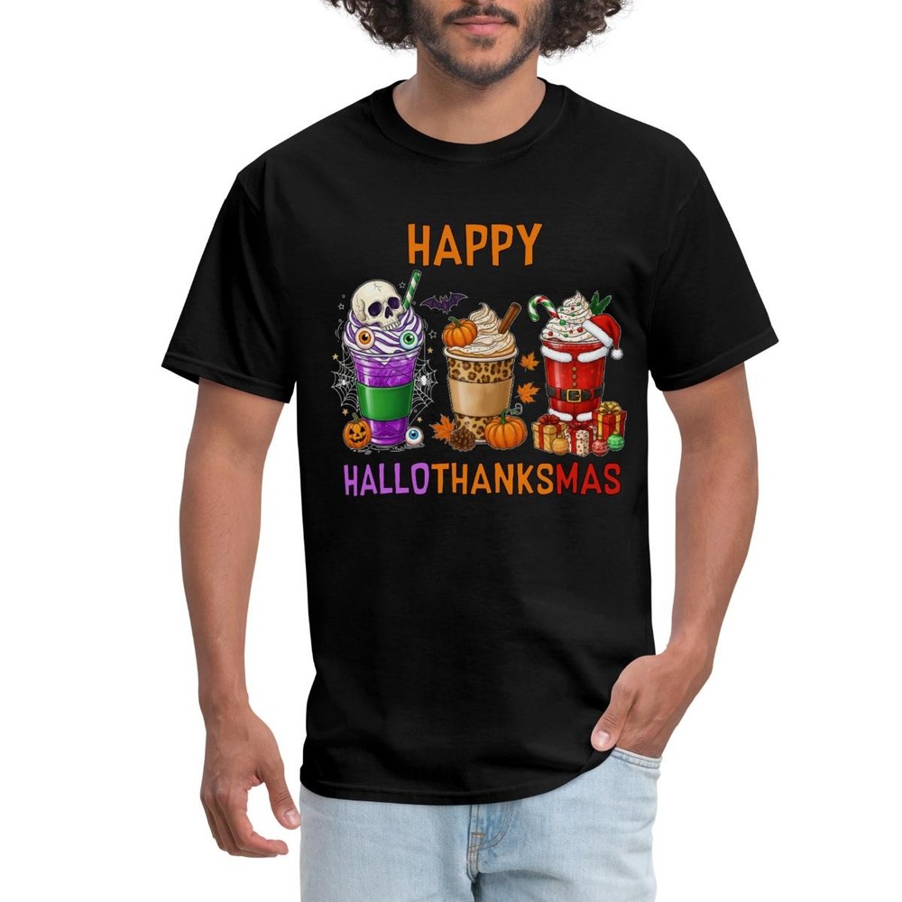 Happy Halloween Thanksgiving Christmas | Funny Mix Up Xmas Men’s T-Shirt