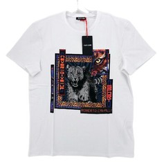NWT ROBERTO CAVALLI Graphic Men’s T-Shirt Beaded Animals Never Give Up Size XL