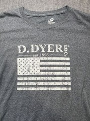D. Dyer Inc. Shirt Men Size Medium Athletic Gray Flag Construction Short Sleeve