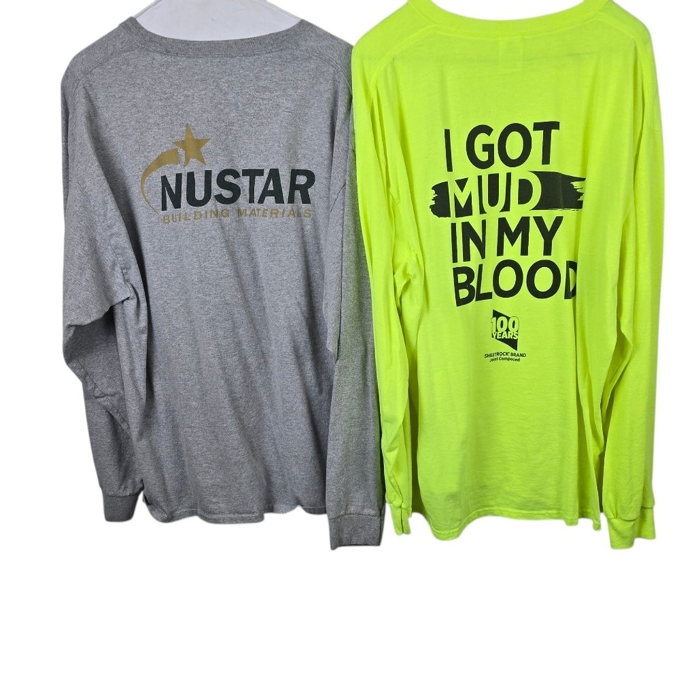 Safety Yellow Long Sleeve T Shirt I Got Mud In My Blood & Gret Nustar TShirt XL