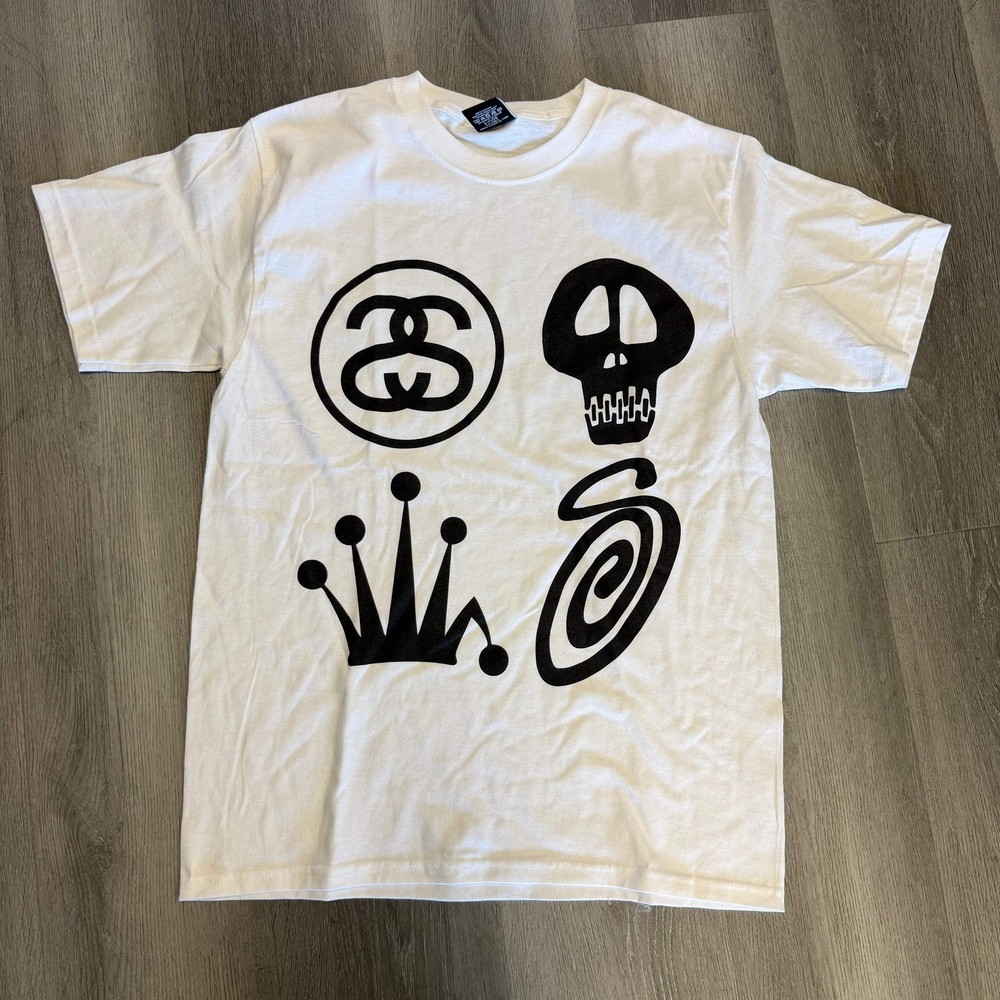 Size Medium Stussy 4 Multi Icon Tee White Brand New