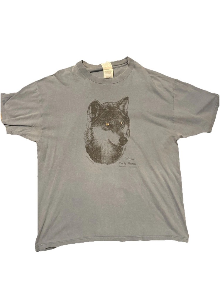 Vintage Wolf Park shirt adult XL blue battle ground indiana animal wolf 90s