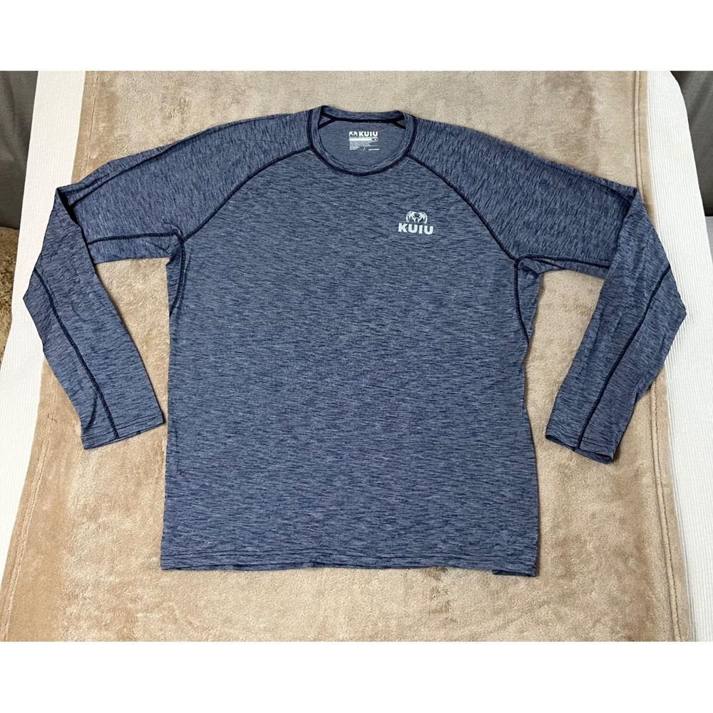 KUIU Base Layer Shirt Merino Blend 105 LS Crew-T Men’s XL Blue Heathered EUC