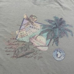Vintage 90s GAP Kenya Safari Travel Stamp Map Nature Graphic T-Shirt USA – XL