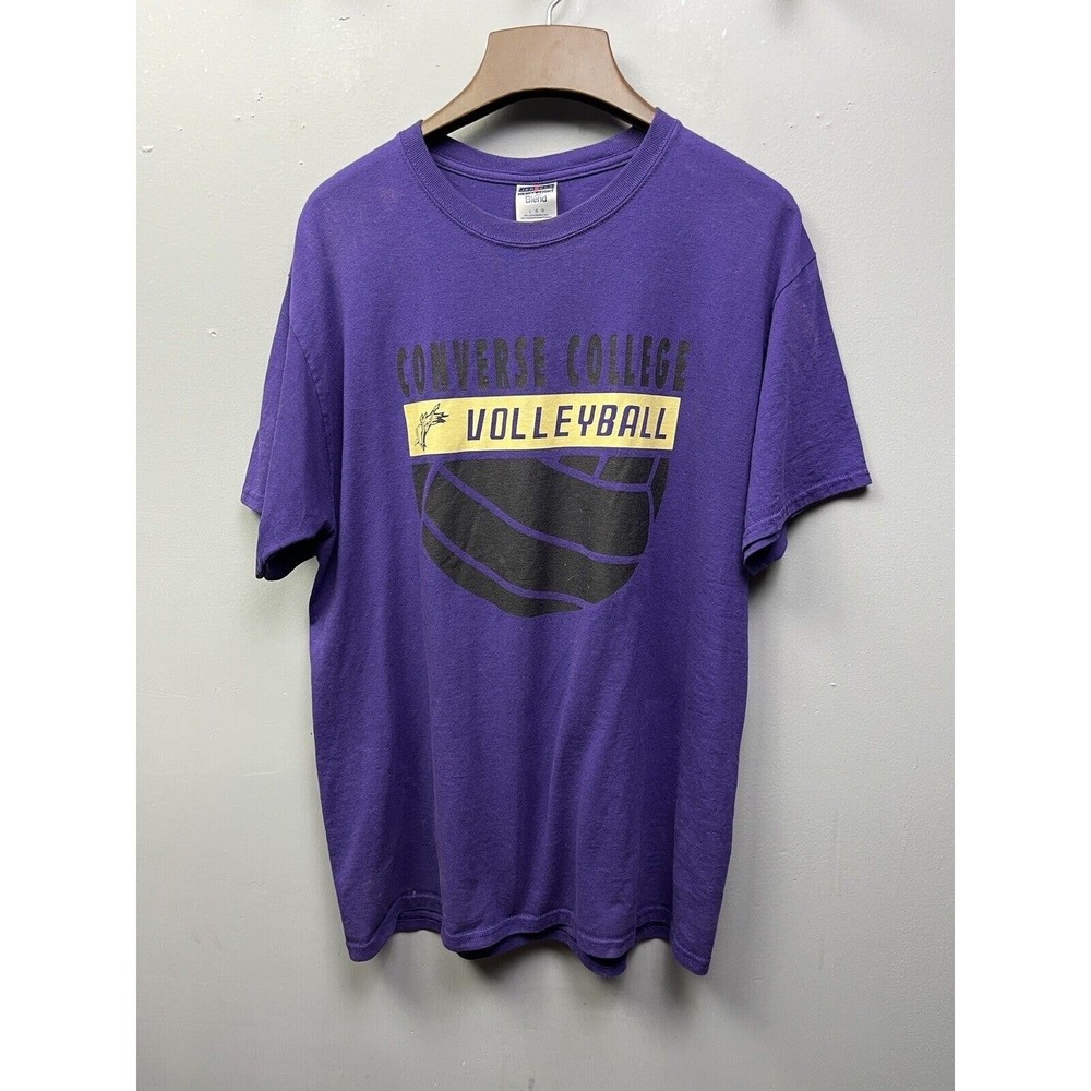 Jerzees T-Shirt Mens Large Purple Converse College Volleyball Heavyweight Blend