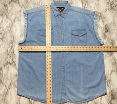 V TWIN Motorcycle Apparel Biker Mens Denim Shirt Size XL Sleeveless Pockets