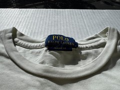 Ralph Lauren Polo T Shirt, Mens Medium, Cream, Beige, Logo Polo, Custom Slim Fit