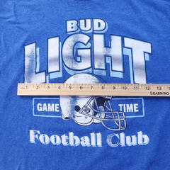 Bud Light Football Club T-Shirt Mens 2XL Blue Double Sided Graphic Beer Tee