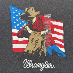 Wrangler Cowboy Riding Bull USA Flag Graphic T-Shirt Men’s XL NWT Gray