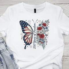 Patriotic Butterfly Shirt America 250th Anniversary 1776 2026 T-Shirt | S to 5XL