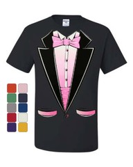 Pink Tuxedo T-Shirt Funny Party Wedding Birthday Tux Tee