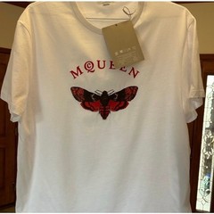 Men’s Alexander McQueen moth, embroidered cotton T-shirt size medium, NWT Italy