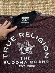 TRUE RELIGION Black Red BUDDHA Short Sleeve Designer T-shirt