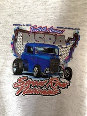 Anvil Henley TShirt Men’s L 40th Street Rod Nationals Car Show Gray Short Sleeve