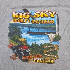 Harley-Davidson Shirt Mens Medium Tall Gray Big Sky Great Falls Montana Biker