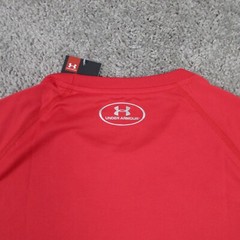 Under Armour Shirt Mens Medium Red Heat Gear Activewear Performance Gym Stretch