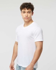 Tultex Men Short Sleeve Poly-Rich V-Neck T-Shirt 207 White Medium