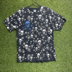 y2k Shirt Kids Large Mens Medium Cyber Grunge Star Skulls AOP All Over Print