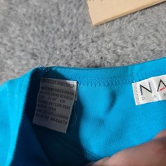 Naturalife Mens Large Henley Shirt Turquoise Blue Cotton High-Low Short Sleeve