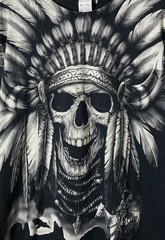 Skull Native American Chief Western Theme All Over Front Print T-shirt Size 2XL