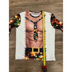 Funny Muscle Santa Christmas Long Sleeve Shirt 2XL 3D Print Ugly Xmas Tee