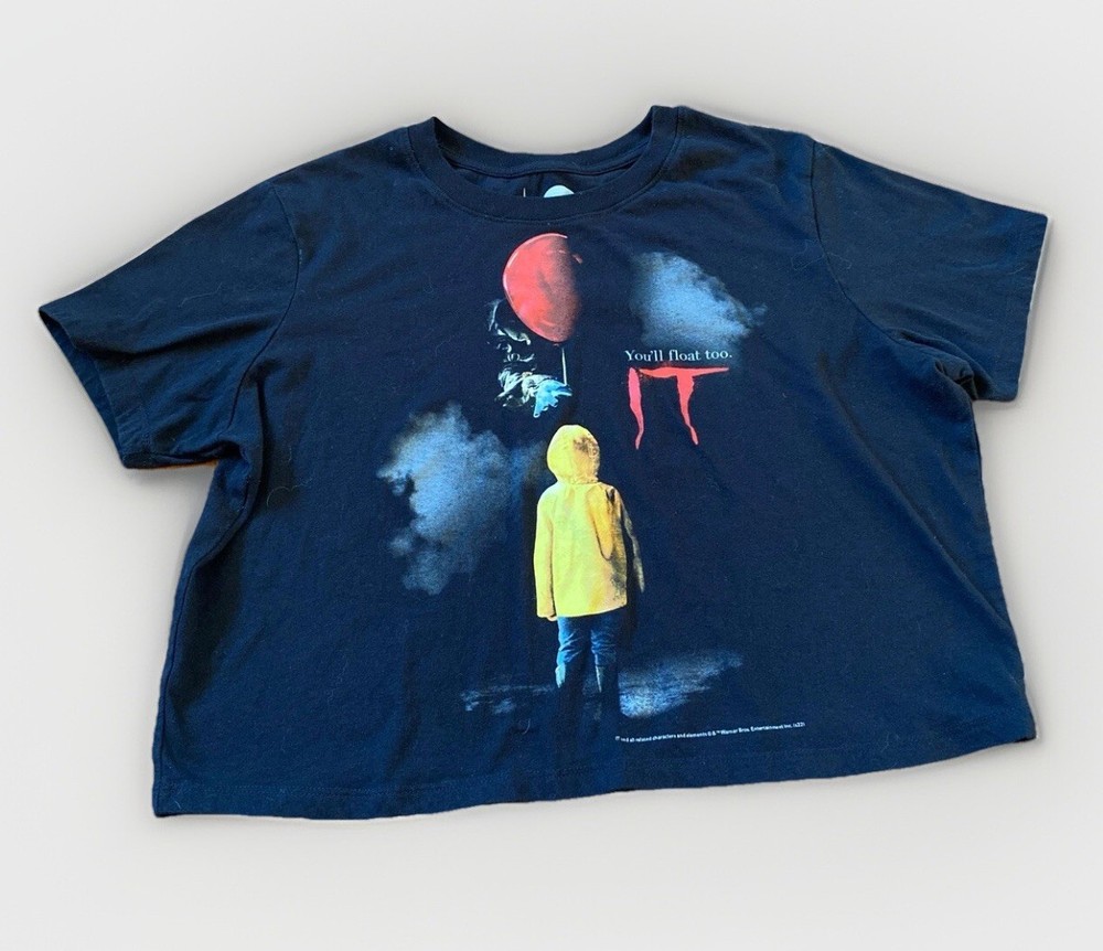 Pennywise “IT” movie Black cropped t shirt Large “You’ll Float Too”