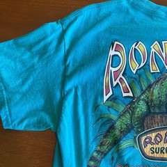 VTG Ron Jon T Shirt Surf Shop Iguana Panama City Beach FL Turquoise Green Large