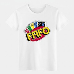 Unisex Retro FAFO Uno Classic Card Game Graphic Casual Shirt Streetwear Meme Tee