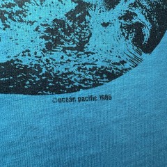 VTG 80s Ocean Pacific Op Surf T Shirt M Turquoise Windsurfing Single Stitch USA