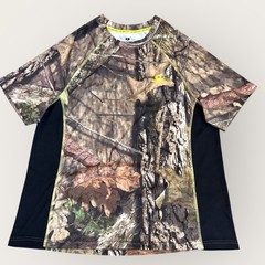 Mossy Oak Mens XL Short Sleeve Camo Dri More Tech Hunting Jersey T Shirt Brown