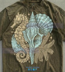 Seahorse Seashells Palm Frond Comfort Tee Ocean Beach Design