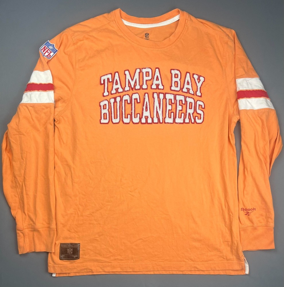 Reebok Tampa Bay Buccaneers Long Sleeve Shirt Mens XL Orange NFL Vintage Logo T